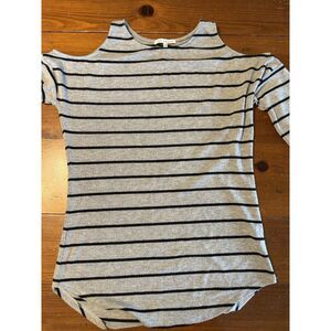 Red Haute Cold Shoulder Grey & Black Stripe Top Size M: From Evereve